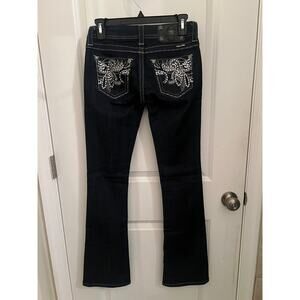 Miss Me Women's Boot Cut Jeans - Dark Blue with Silver Accents